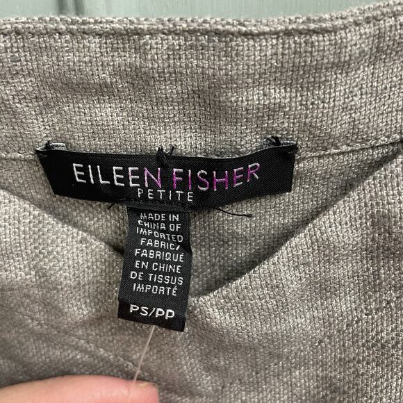 Eileen Fisher Gray Linen Sz Small Petite Dress Pockets Tank Style Lagenlook - Picture 3 of 4